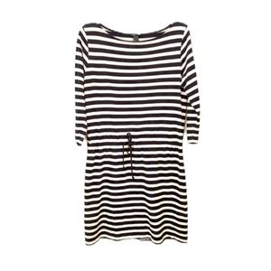 H&M Black & White Striped Jersey Knit Dress L